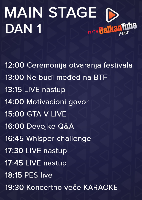 MAINSTAGE DAN 1 BALKAN TUBE FEST PROGRAM
