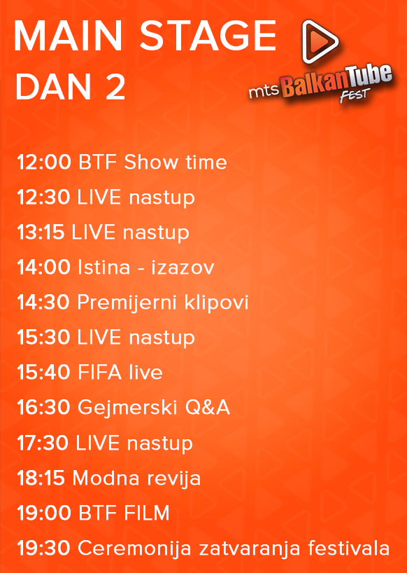 MAINSTAGE DAN 2 BALKAN TUBE FEST PROGRAM